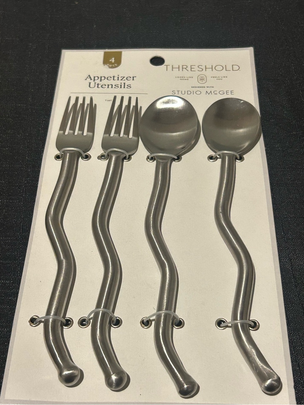Threshold Silver Wavy-Handle Appetizer Utensils Set - 4 Pc